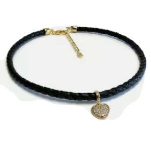 black leather choker necklace